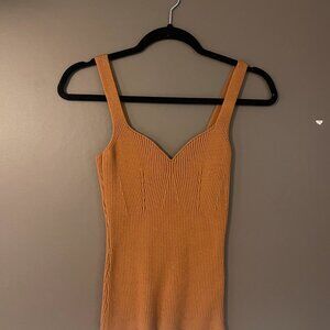 Burnt Orange Ribbed Knit Tank Top